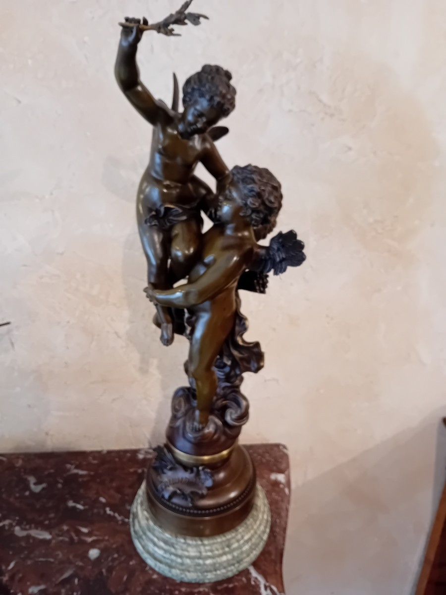 RANCOULET ERNEST  BRONZE EPOQUE FIN XIXème  TRIUMPHATO  L'AMOUR TRIOMPHANT 