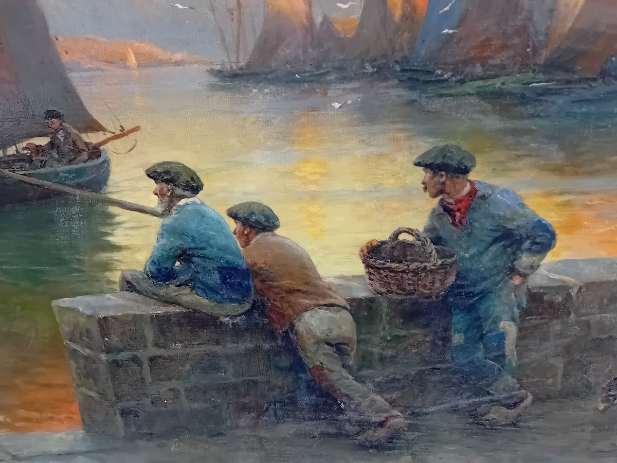 GEORGES PHILIBERT MARONIEZ (1865- 1933)   HUILE SUR TOILE :  MARINE -photo-2