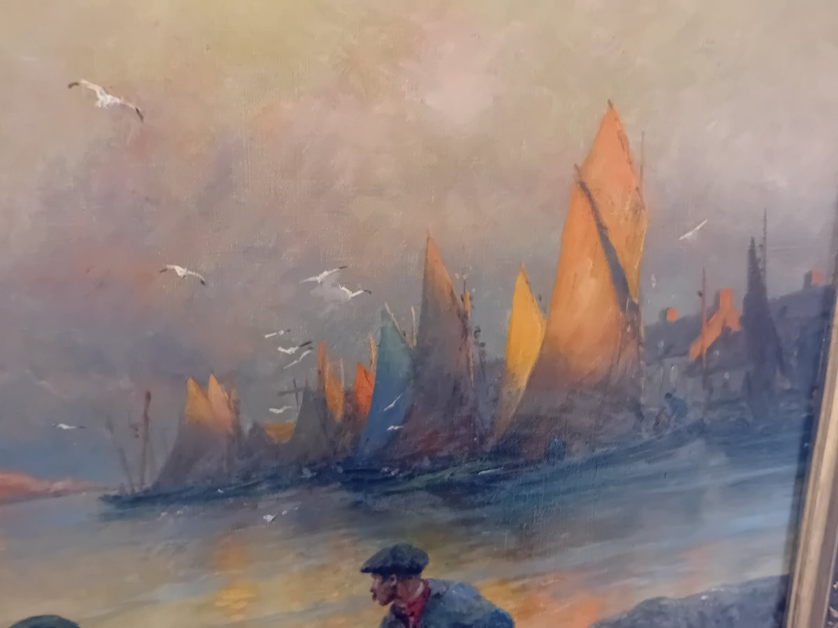 GEORGES PHILIBERT MARONIEZ (1865- 1933)   HUILE SUR TOILE :  MARINE -photo-3