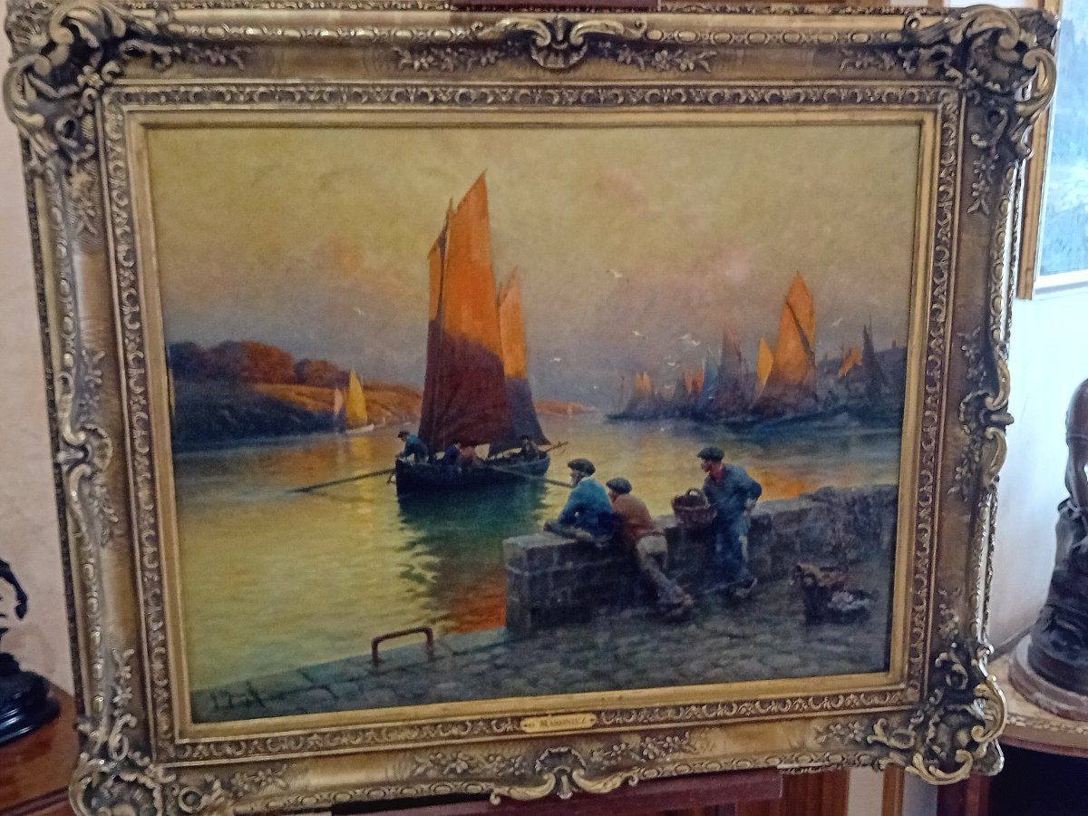 GEORGES PHILIBERT MARONIEZ (1865- 1933)   HUILE SUR TOILE :  MARINE -photo-4