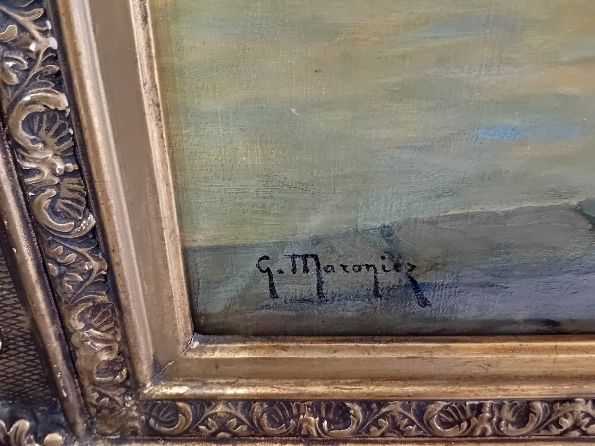 GEORGES PHILIBERT MARONIEZ (1865- 1933)   HUILE SUR TOILE :  MARINE -photo-4