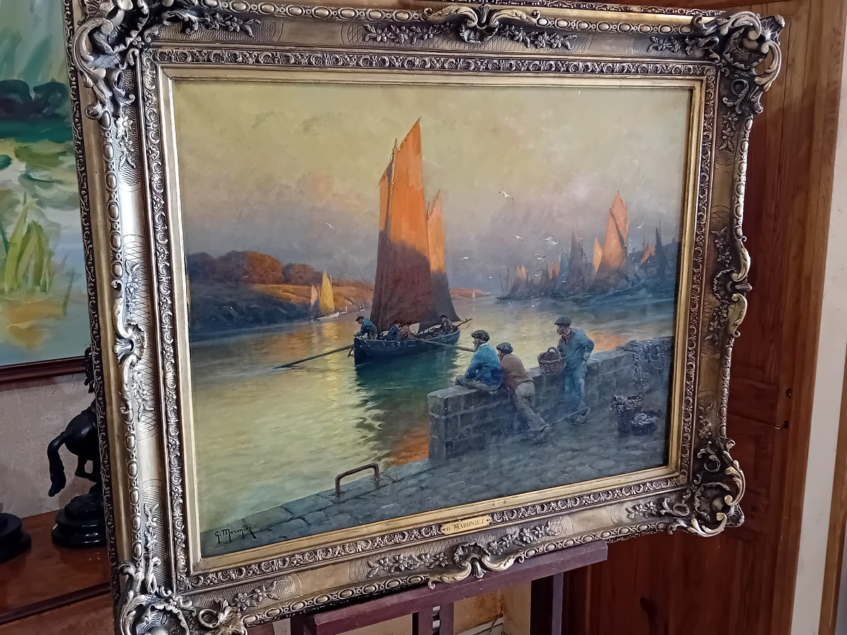 GEORGES PHILIBERT MARONIEZ (1865- 1933)   HUILE SUR TOILE :  MARINE 