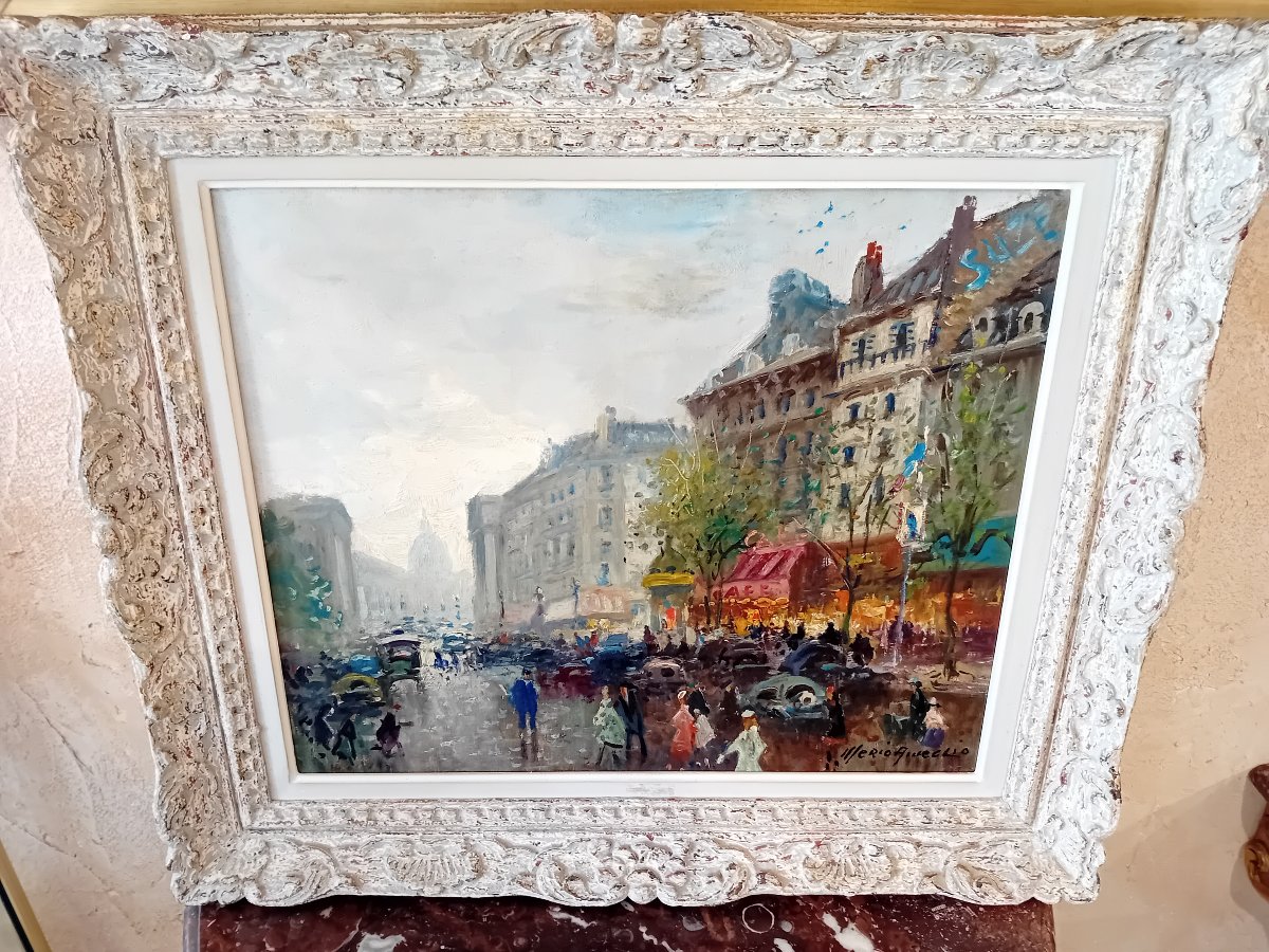 Ameglio Merio  Oil On Canvas  Paris, Rue Royale