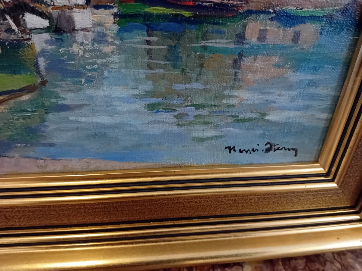 HENRI STENN HUILE SUR TOILE LE PORT DE HONFLEUR -photo-4