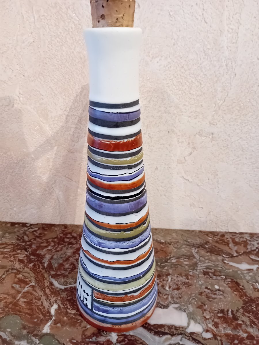 Roger Capron  Enameled Earthenware Liqueur Bottle -photo-2