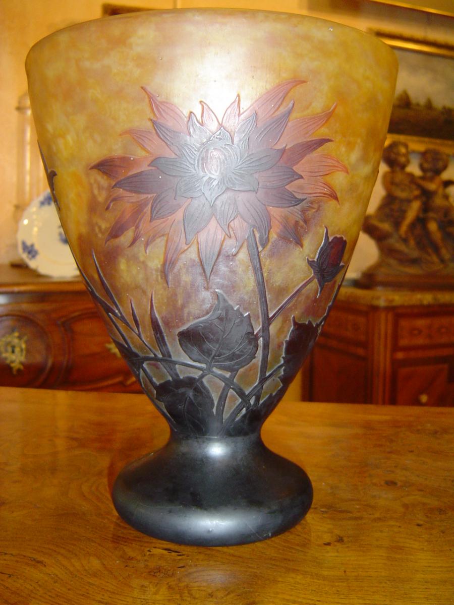 Important Vase Verre Multicouches Debut XXème  Daum Nancy-photo-1