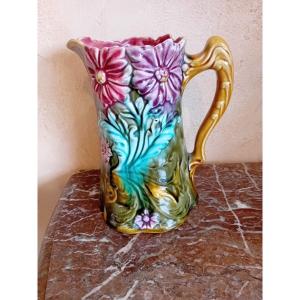 Onnaing Majolica Flowers Pitcher