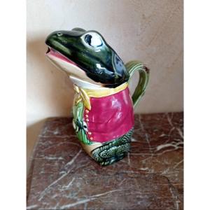 Fives Lille Majolica Frog Pitcher 