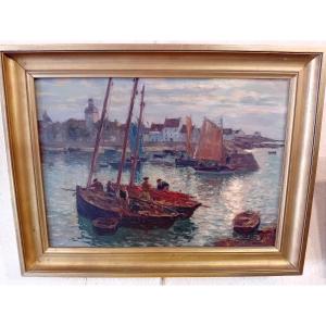 Charles Signoret Huile Sur Toile  Marine  Vers 1900 