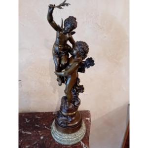 RANCOULET ERNEST  BRONZE EPOQUE FIN XIXème  TRIUMPHATO  L'AMOUR TRIOMPHANT 