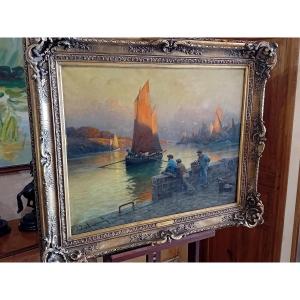 GEORGES PHILIBERT MARONIEZ (1865- 1933) HUILE SUR TOILE : MARINE