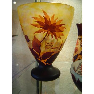 Important Vase Verre Multicouches Debut XXème  Daum Nancy