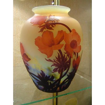 Freres Muller  Glass Vase  Anemones