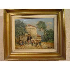 Louis Wilmet Huile Sur Carton Paysage Provencal 