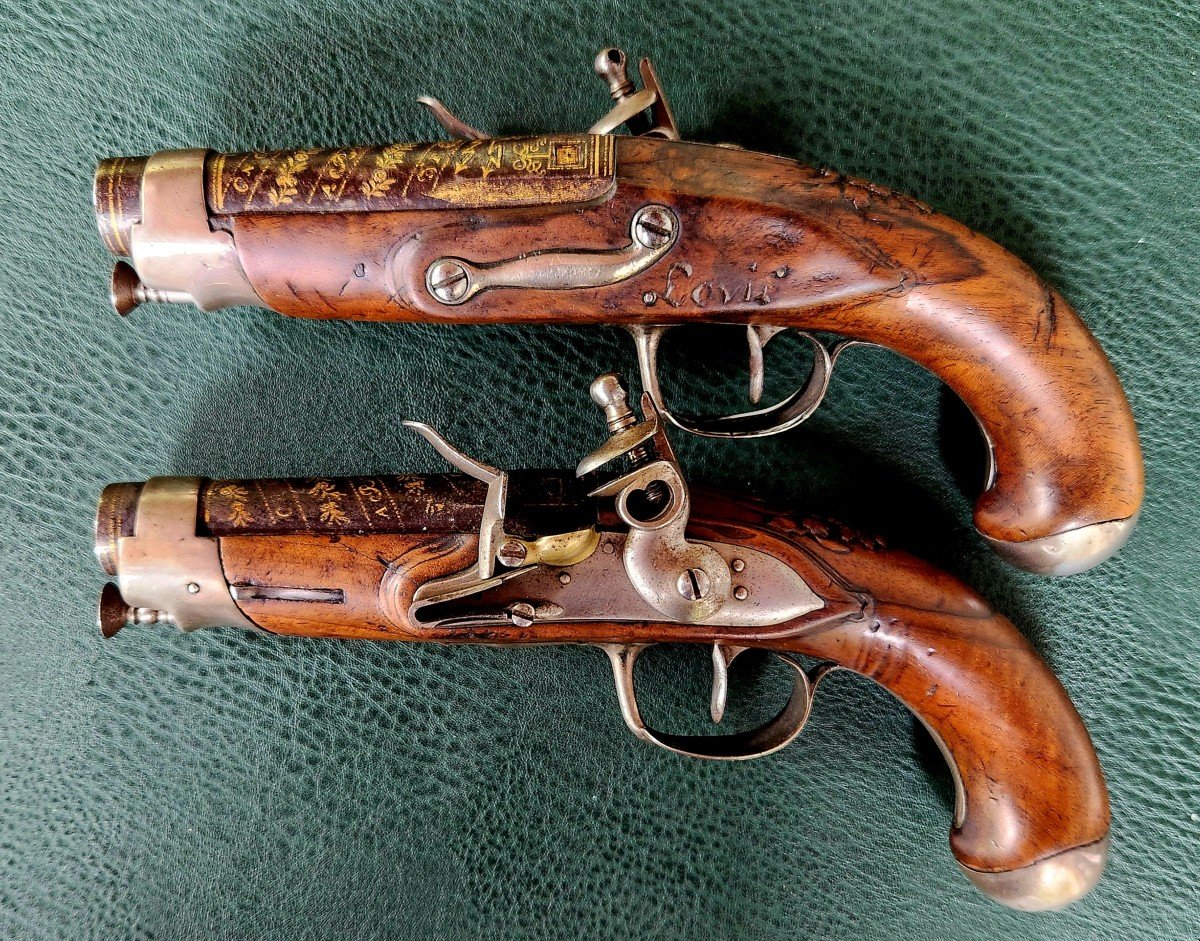 Paire De Pistolets Officier De Gendarmerie, Modèle An Ix, Premier Empire-photo-2