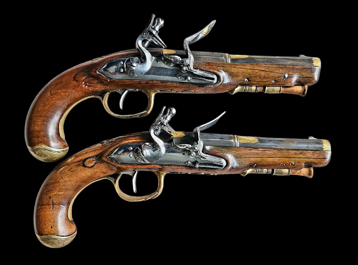 Pair Of Officer's Flintlock Pistols 