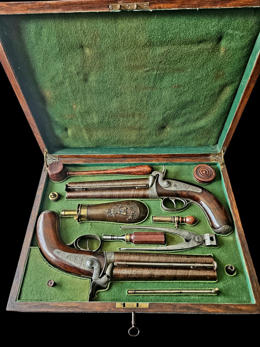 Coffret pistolet type 1855 d'état-major 