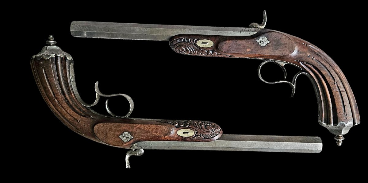 Coffret pistolet de duel duel "Baudry Breveté à Laval "-photo-2