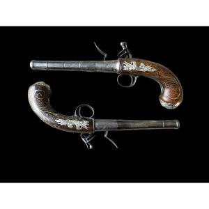 Paire de pistolet à silex queen anne 
