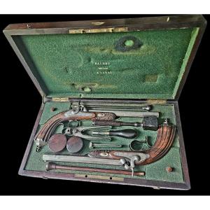 Coffret pistolet de duel duel "Baudry Breveté à Laval "