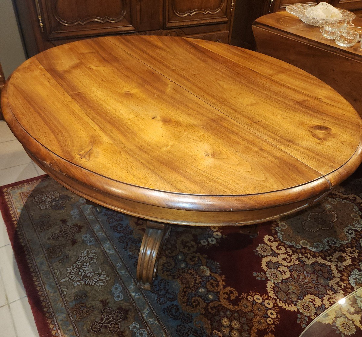 Louis Philippe Walnut Central Leg Table