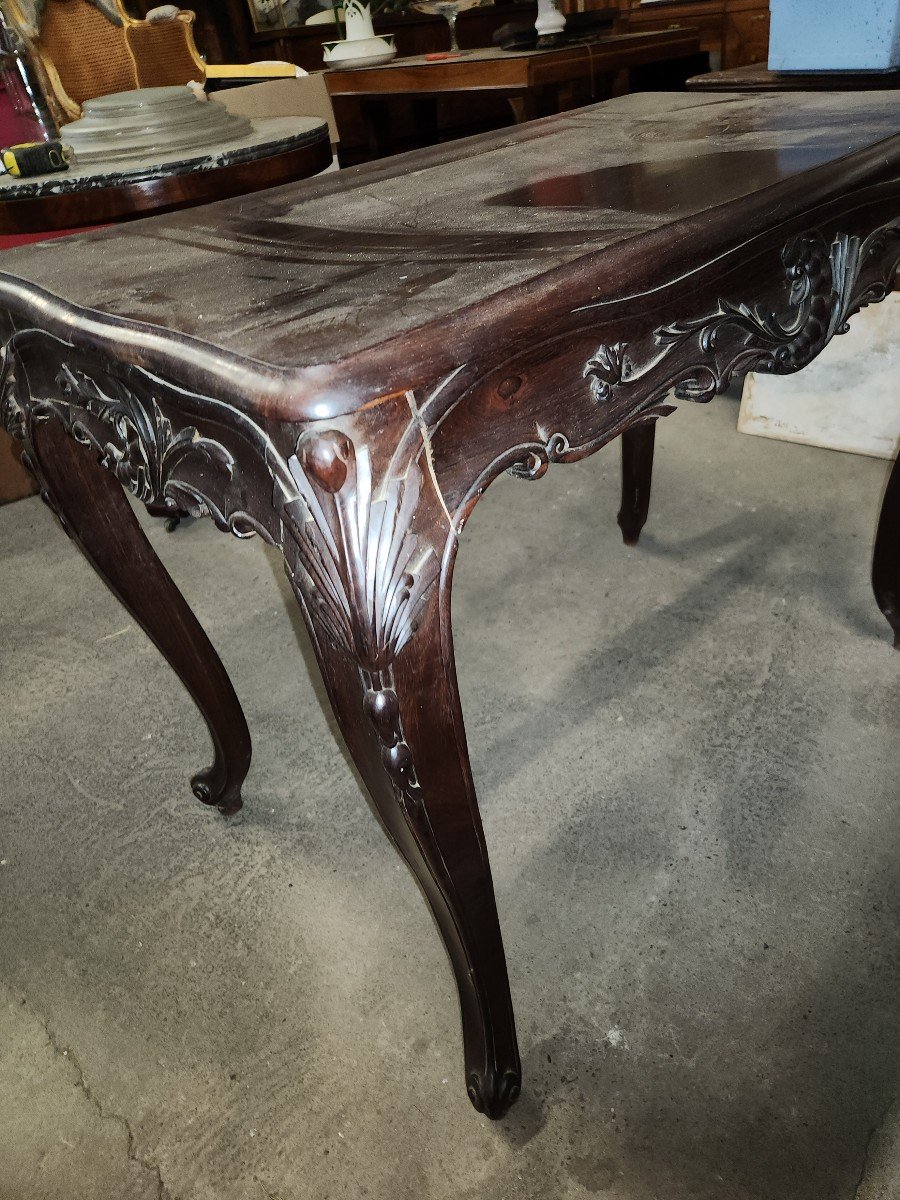 Louis XV Table With 4 Sides In Exotic Wood From The End Of The 19th Century-photo-1