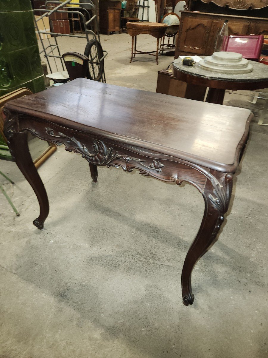Louis XV Table With 4 Sides In Exotic Wood From The End Of The 19th Century-photo-3