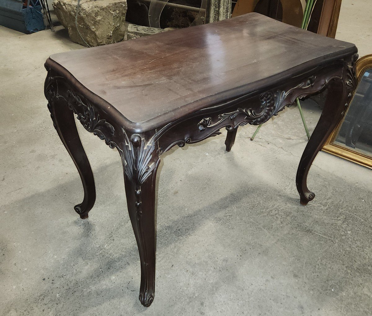 Louis XV Table With 4 Sides In Exotic Wood From The End Of The 19th Century