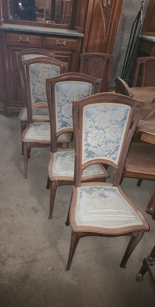 4 Art Nouveau Chairs Tome Selmersheim In Walnut