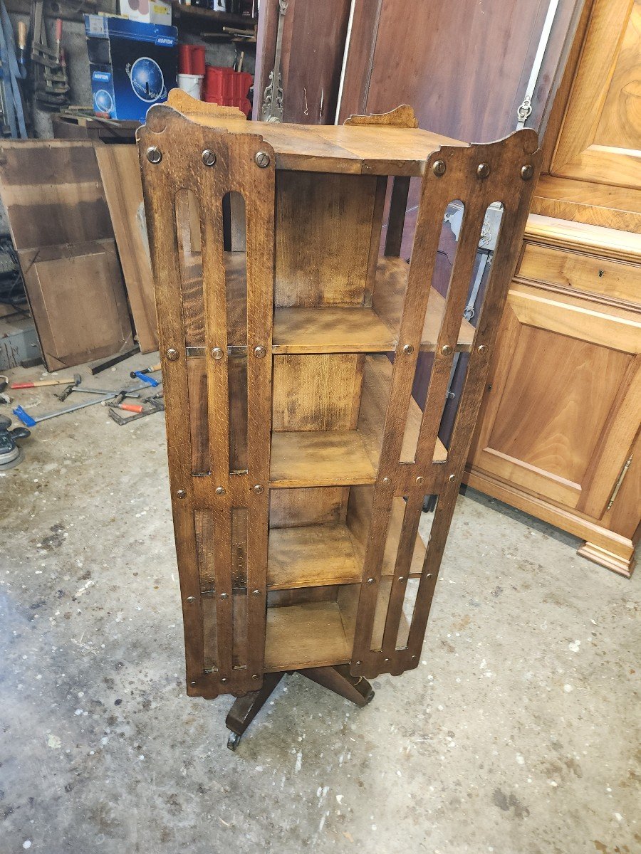 Beech Revolving Bookcase From The 1930s-photo-3