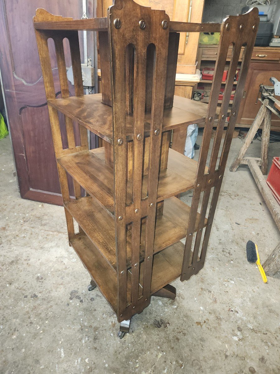 Beech Revolving Bookcase From The 1930s-photo-5