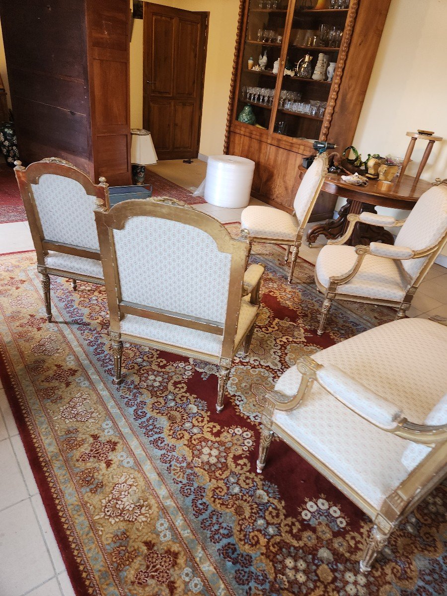 Salon En Bois Doré 5 Pièces De La 1ère Partie Du 19ème -photo-4