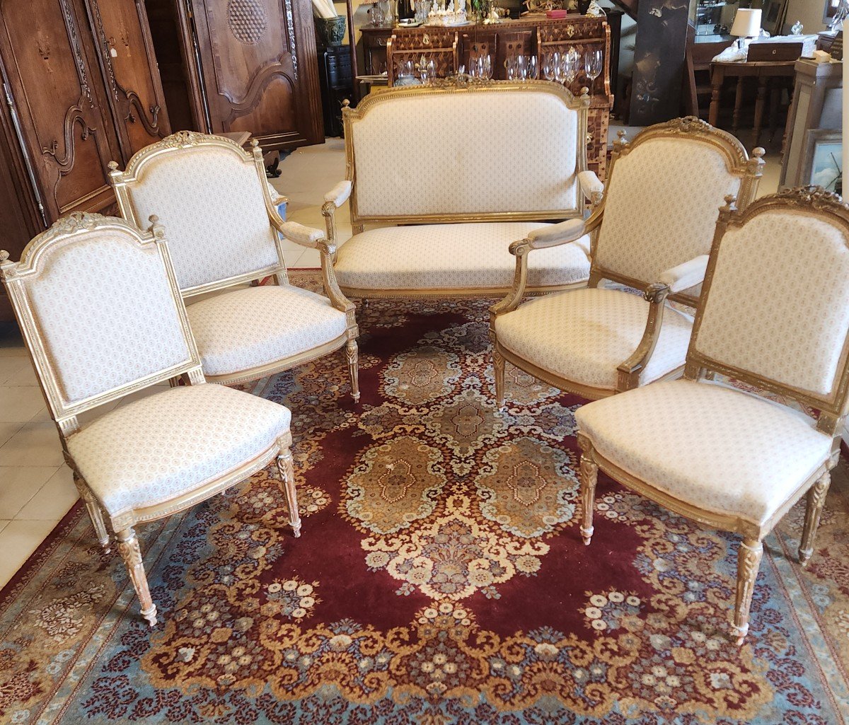 Salon En Bois Doré 5 Pièces De La 1ère Partie Du 19ème 