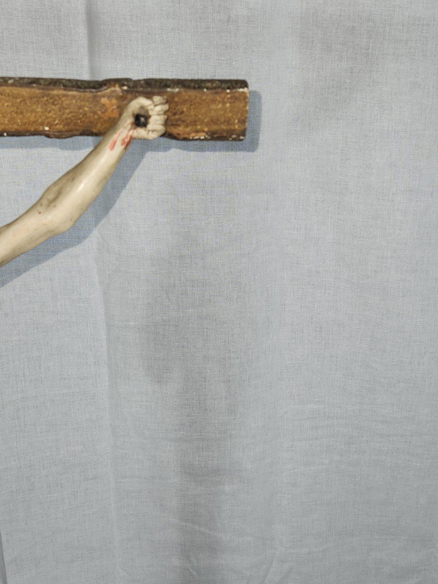 Christ En Bois Polychrome Et Doré Début 19ème -photo-6