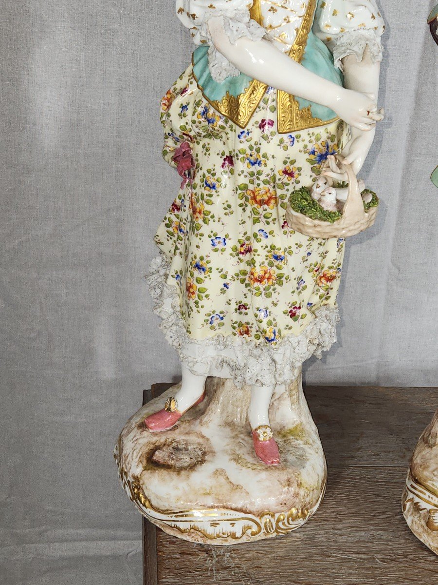 Important Pair Of 19th Century Porcelain Statues (meissen) -photo-2