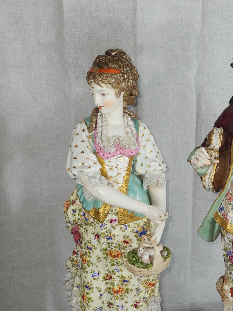 Important Pair Of 19th Century Porcelain Statues (meissen) -photo-4