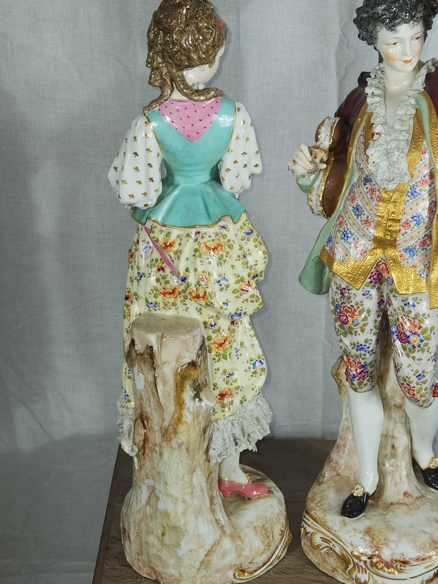 Important Pair Of 19th Century Porcelain Statues (meissen) -photo-5