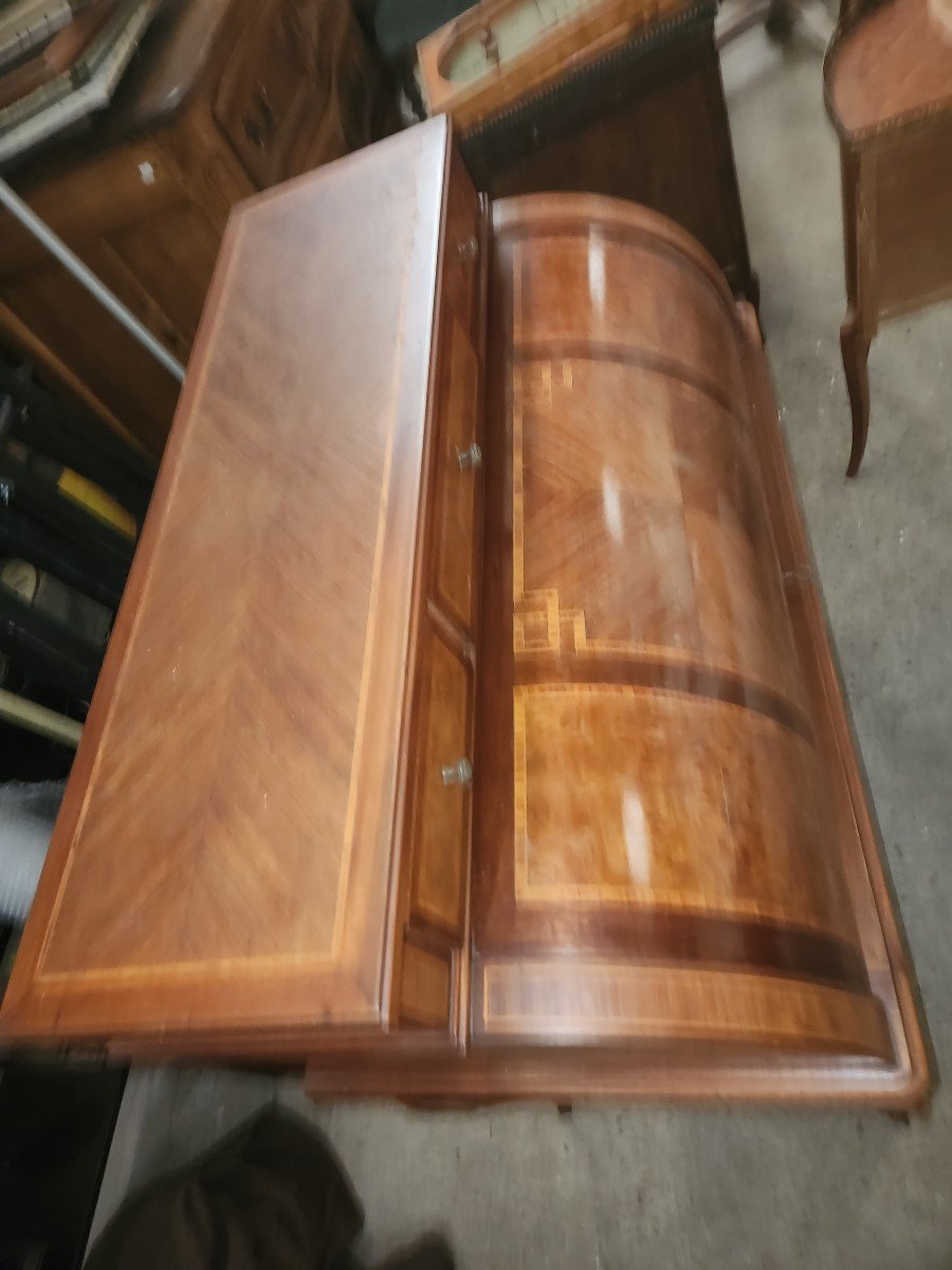 Small Cylinder Desk In 1920s Style Marquetry-photo-2