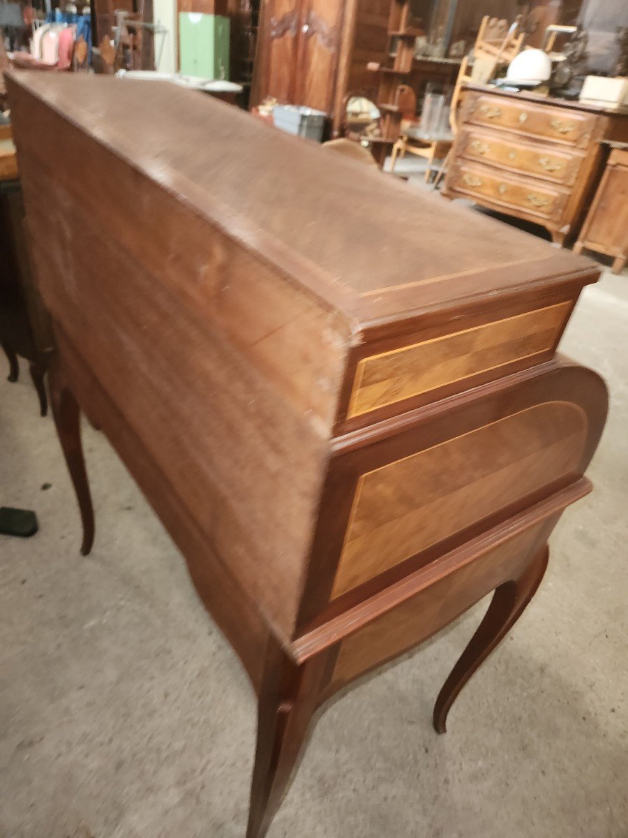 Small Cylinder Desk In 1920s Style Marquetry-photo-3
