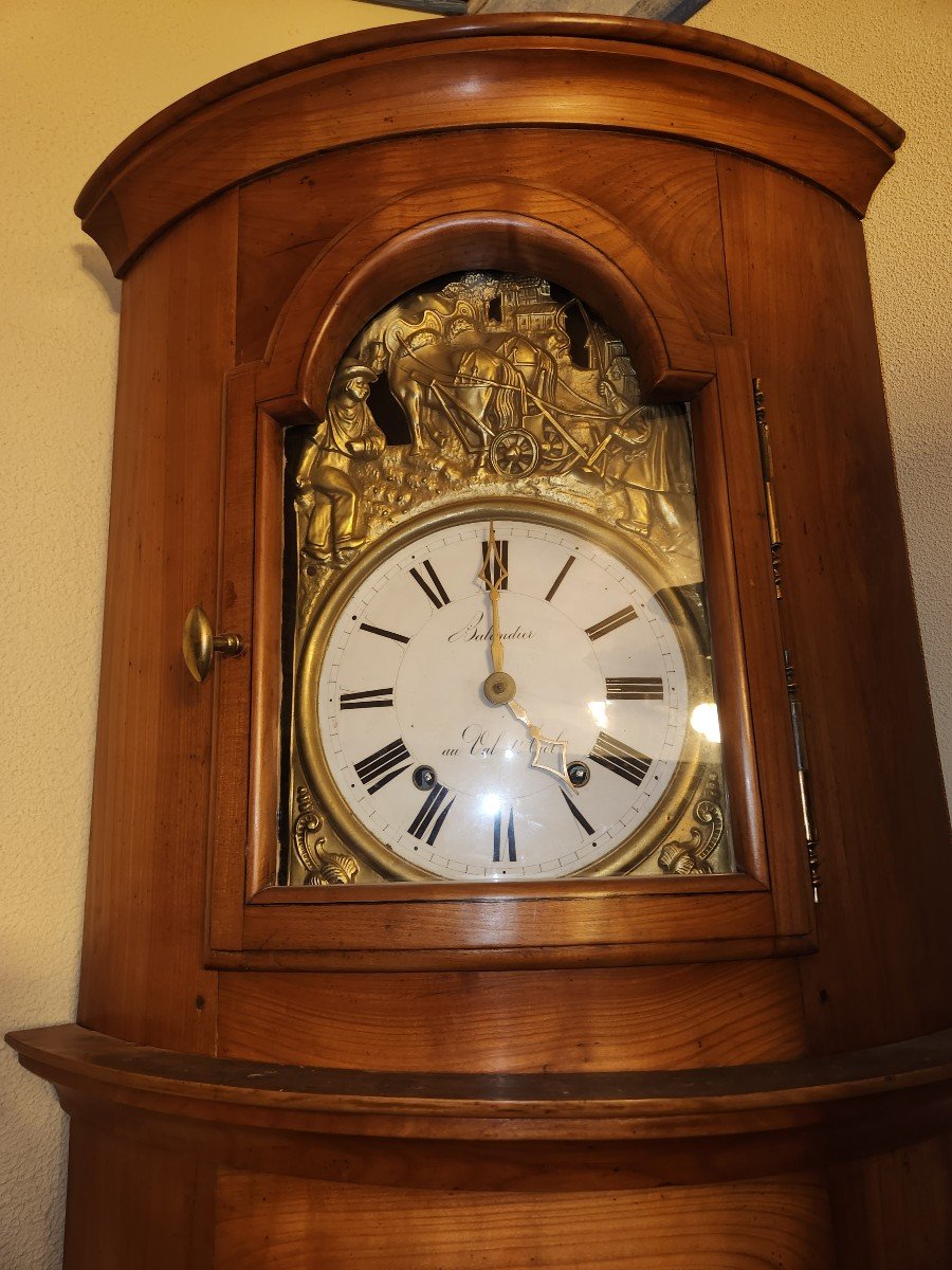 Horloge d'Angle Galbée 19ème En Merisier Du Val d'Ajol(vosges)-photo-3