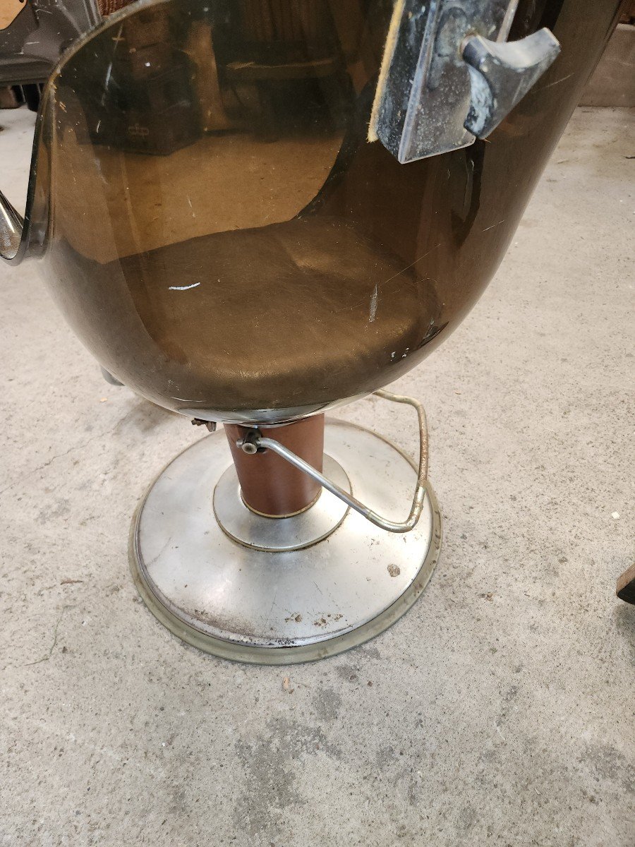 Hairdresser's Chair From The 70s Plexiglas Seat -photo-3