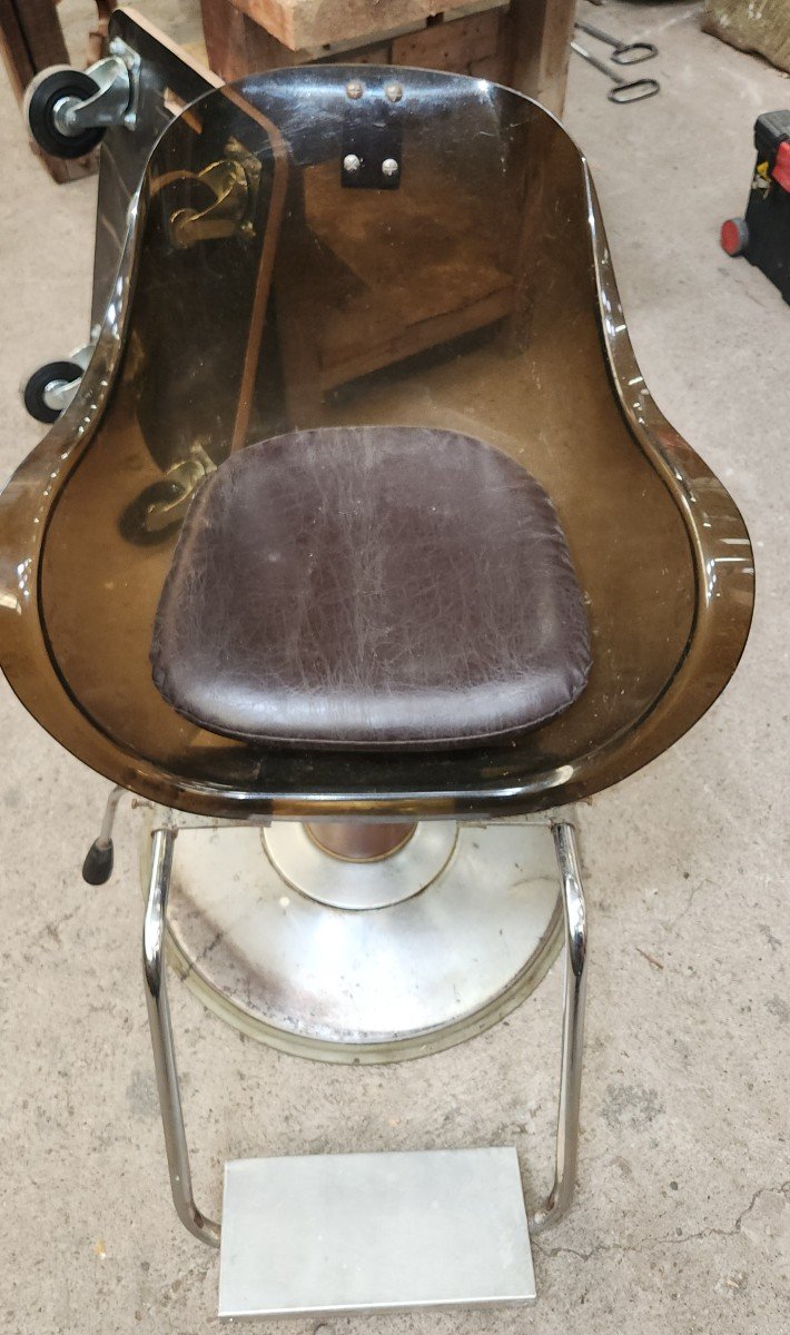Hairdresser's Chair From The 70s Plexiglas Seat 