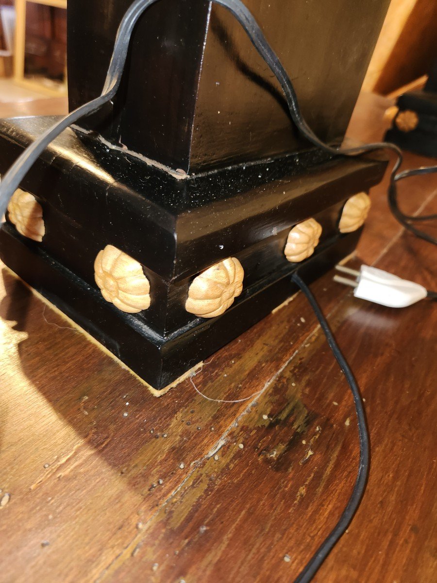 Pair Of Lamps In Very Heavy Wood And Mother-of-pearl 1960/1870-photo-3