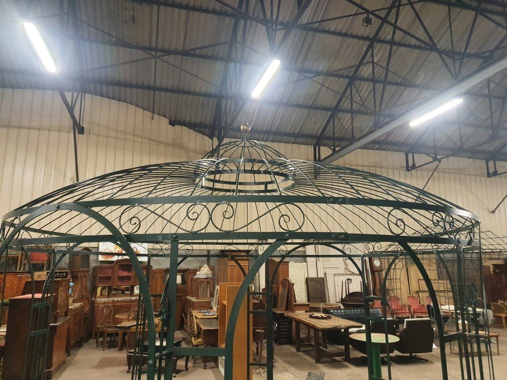 Large Diameter Wrought Iron Garden Arbor -photo-4