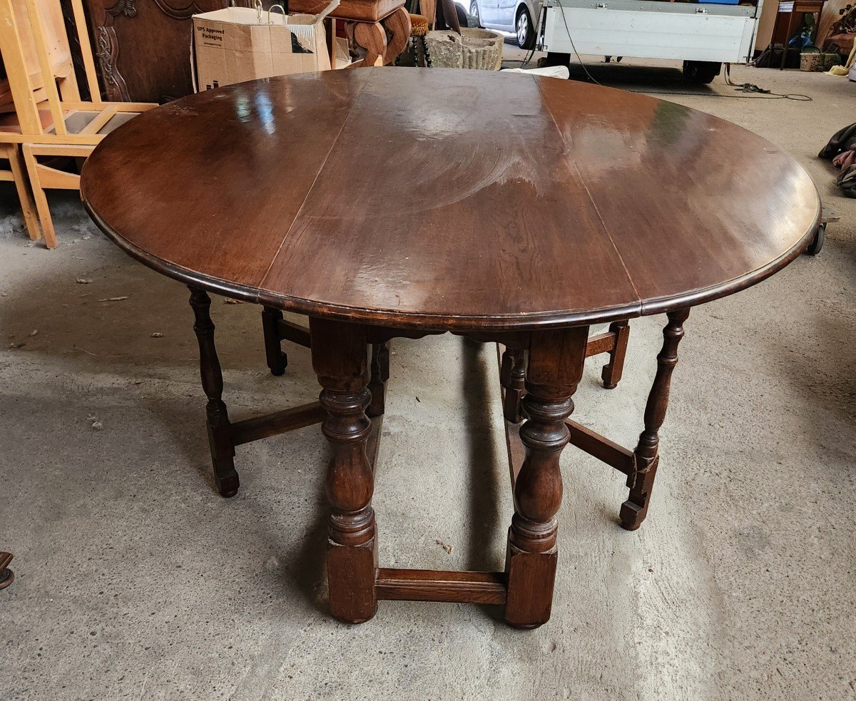 Grande Table Bourguignonne à Volets En Chêne 19ème 