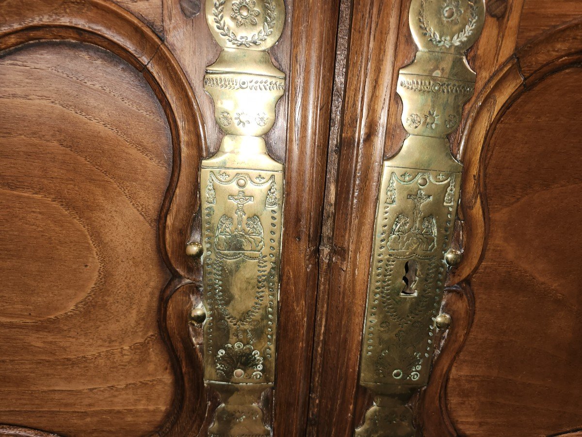 Studded Breton Wardrobe Late 19th Century In Fruitwood And Oak -photo-3
