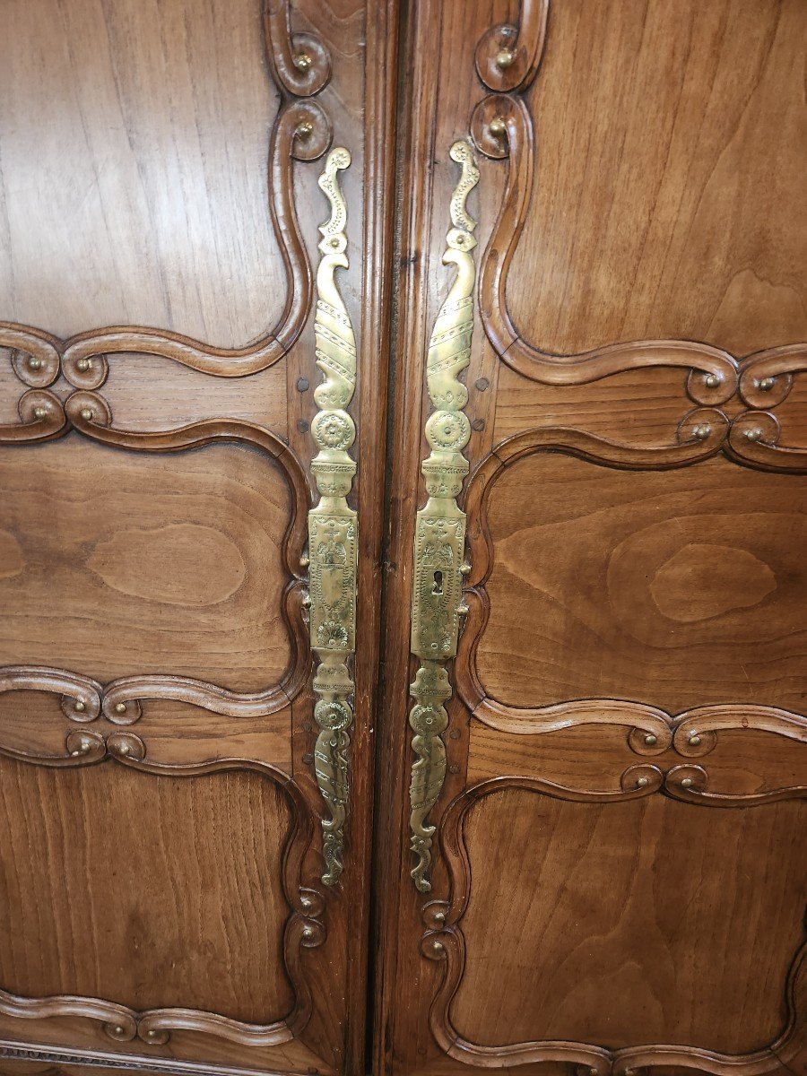 Studded Breton Wardrobe Late 19th Century In Fruitwood And Oak -photo-3