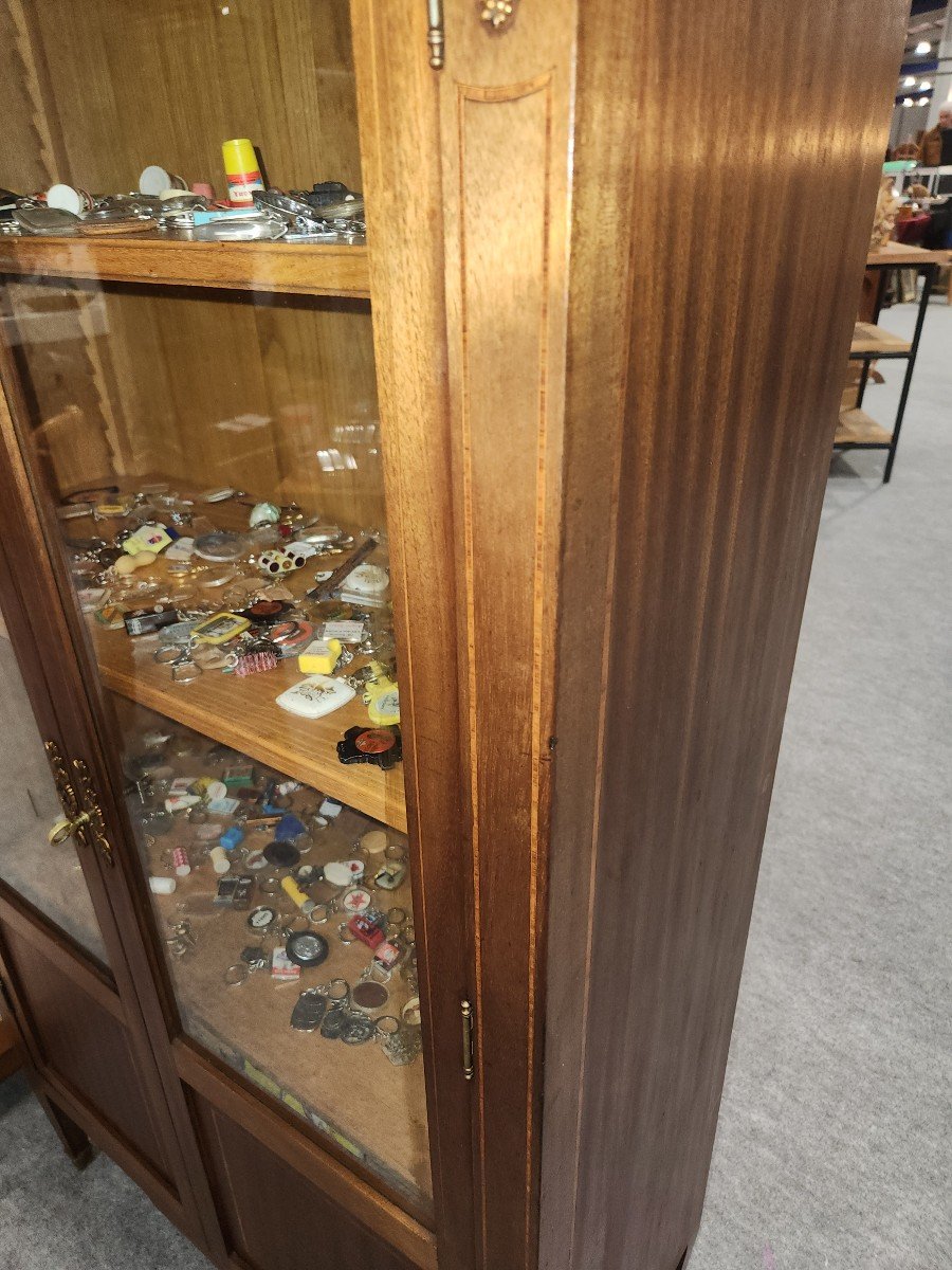 Louis XVI Style Bookcase In Mahogany And Marquetry Fillets Circa 1930-photo-3