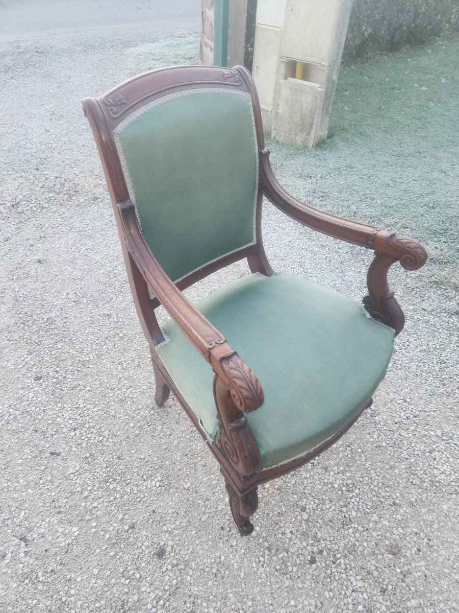 Empire Armchair In Highly Worked Mahogany -photo-4