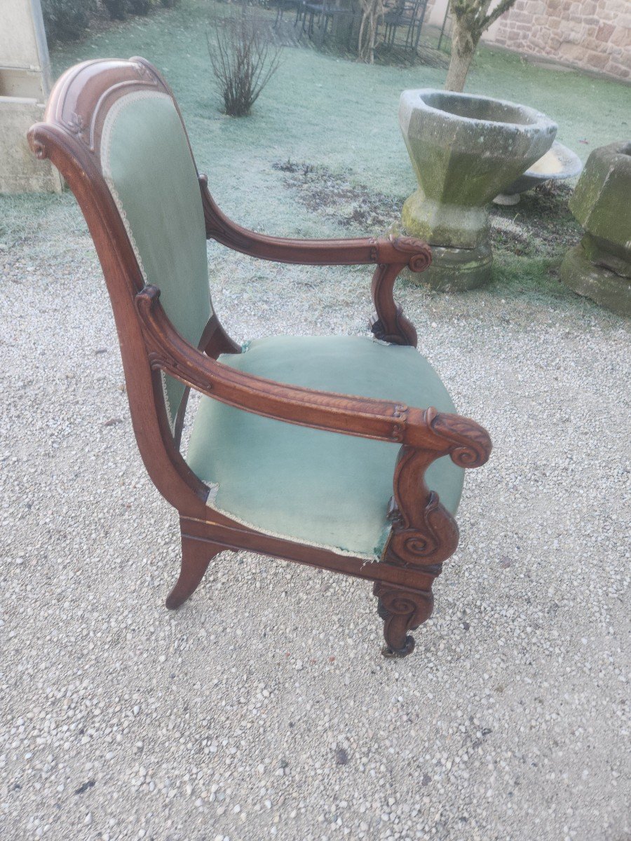 Empire Armchair In Highly Worked Mahogany -photo-3